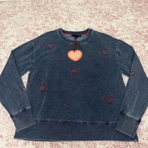 Blue Heart Embroidered Sweatshirt